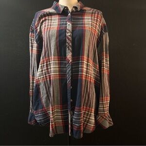 Free People Plaid Button Down Large